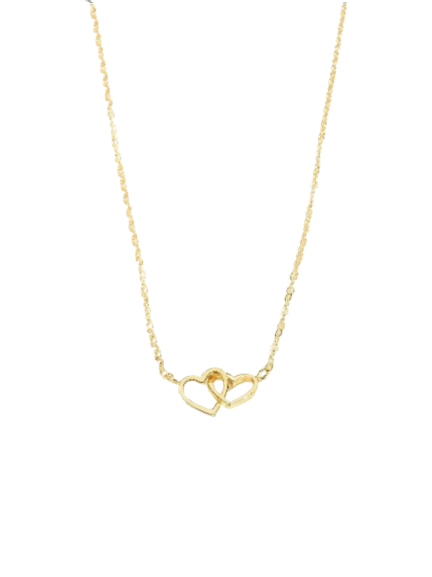 Colar Feminino Tiny Double Hollow Heart