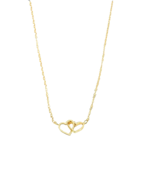 Colar Feminino Tiny Double Hollow Heart